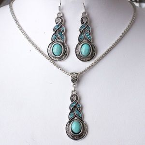 Tibetan Silver And Turquoise Necklace/Earrings